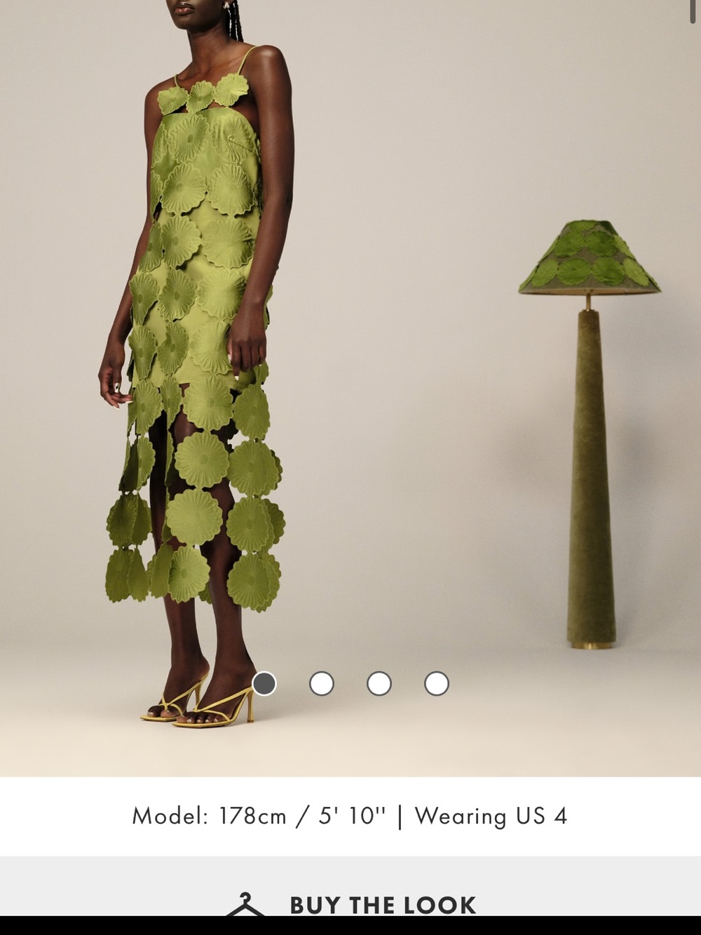 Arrange Olive Green Petal-Layer Midi Dress